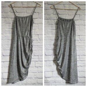 Reformation Flare Mini Dress S Silver Metallic NEW Ruched Bodycon Party Club